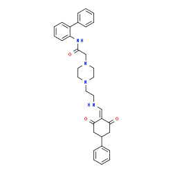 ChemSpider 2D Image | N-(2-Biphenylyl)-2-[4-(2-{[(2,6-dioxo-4-phenylcyclohexylidene)methyl]amino}ethyl)-1-piperazinyl]acetamide | C33H36N4O3