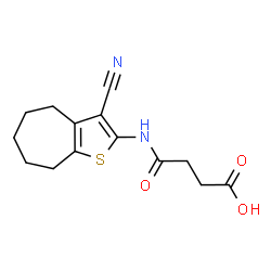 ChemSpider 2D Image | 3-({3-cyano-4H,5H,6H,7H,8H-cyclohepta[b]thiophen-2-yl}carbamoyl)propanoic acid | C14H16N2O3S