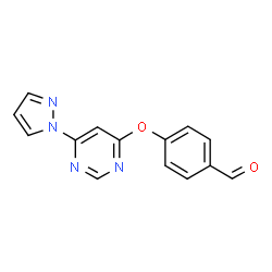ChemSpider 2D Image | 4-((6-(1H-Pyrazol-1-yl)pyrimidin-4-yl)oxy)benzaldehyde | C14H10N4O2