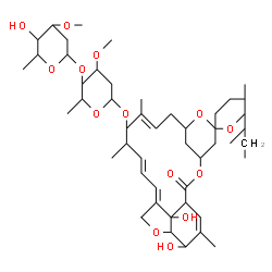 ChemSpider 2D Image | (10'E,14'E,16'E)-6-sec-Butyl-21',24'-dihydroxy-5,11',13',22'-tetramethyl-2'-oxo-3,4,5,6-tetrahydrospiro[pyran-2,6'-[3,7,19]trioxatetracyclo[15.6.1.1~4,8~.0~20,24~]pentacosa[10,14,16,22]tetraen]-12'-yl
 2,6-dideoxy-4-O-(2,6-dideoxy-3-O-methylhexopyranosyl)-3-O-methylhexopyranoside | C48H74O14