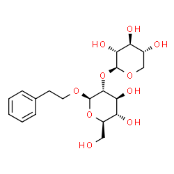 ChemSpider 2D Image | 2-Phenylethyl 2-O-beta-D-xylopyranosyl-beta-D-glucopyranoside | C19H28O10