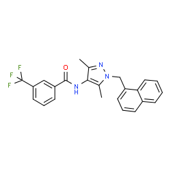 ChemSpider 2D Image | N-[3,5-Dimethyl-1-(1-naphthylmethyl)-1H-pyrazol-4-yl]-3-(trifluoromethyl)benzamide | C24H20F3N3O