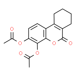 ChemSpider 2D Image | 6-Oxo-7,8,9,10-tetrahydro-6H-benzo[c]chromene-3,4-diyl diacetate | C17H16O6