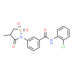 ChemSpider 2D Image | N-(2-Chlorophenyl)-3-(4-methyl-1,1-dioxido-3-oxo-1,2-thiazolidin-2-yl)benzamide | C17H15ClN2O4S