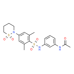 ChemSpider 2D Image | N-[3-({[4-(1,1-Dioxido-1,2-thiazinan-2-yl)-2,6-dimethylphenyl]sulfonyl}amino)phenyl]acetamide | C20H25N3O5S2