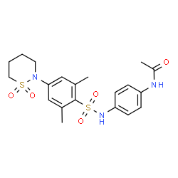 ChemSpider 2D Image | N-[4-({[4-(1,1-Dioxido-1,2-thiazinan-2-yl)-2,6-dimethylphenyl]sulfonyl}amino)phenyl]acetamide | C20H25N3O5S2