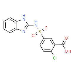ChemSpider 2D Image | 5-(1H-Benzimidazol-2-ylsulfamoyl)-2-chlorobenzoic acid | C14H10ClN3O4S