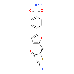 ChemSpider 2D Image | 4-{5-[(2-Amino-4-oxo-1,3-thiazol-5(4H)-ylidene)methyl]-2-furyl}benzenesulfonamide | C14H11N3O4S2