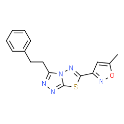 ChemSpider 2D Image | 6-(5-Methyl-1,2-oxazol-3-yl)-3-(2-phenylethyl)[1,2,4]triazolo[3,4-b][1,3,4]thiadiazole | C15H13N5OS