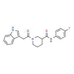 ChemSpider 2D Image | N-(4-Fluorophenyl)-1-(1H-indol-3-ylacetyl)-3-piperidinecarboxamide | C22H22FN3O2