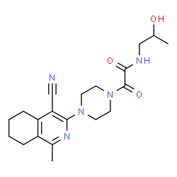 ChemSpider 2D Image | 2-[4-(4-Cyano-1-methyl-5,6,7,8-tetrahydro-3-isoquinolinyl)-1-piperazinyl]-N-(2-hydroxypropyl)-2-oxoacetamide | C20H27N5O3