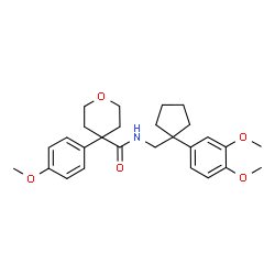 ChemSpider 2D Image | N-{[1-(3,4-Dimethoxyphenyl)cyclopentyl]methyl}-4-(4-methoxyphenyl)tetrahydro-2H-pyran-4-carboxamide | C27H35NO5