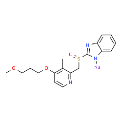 ChemSpider 2D Image | Sodium 2-({[4-(3-methoxypropoxy)-3-methyl-2-pyridinyl]methyl}sulfinyl)benzimidazol-1-ide | C18H20N3NaO3S