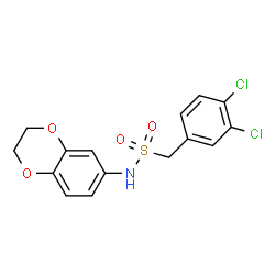 ChemSpider 2D Image | 1-(3,4-Dichlorophenyl)-N-(2,3-dihydro-1,4-benzodioxin-6-yl)methanesulfonamide | C15H13Cl2NO4S