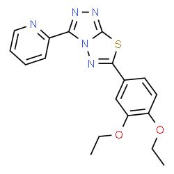 ChemSpider 2D Image | 6-(3,4-Diethoxyphenyl)-3-(2-pyridinyl)[1,2,4]triazolo[3,4-b][1,3,4]thiadiazole | C18H17N5O2S