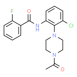 ChemSpider 2D Image | N-[2-(4-Acetyl-1-piperazinyl)-3-chlorophenyl]-2-fluorobenzamide | C19H19ClFN3O2