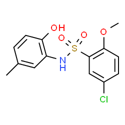ChemSpider 2D Image | 5-Chloro-N-(2-hydroxy-5-methylphenyl)-2-methoxybenzenesulfonamide | C14H14ClNO4S
