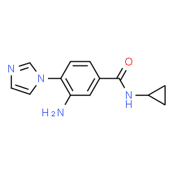 ChemSpider 2D Image | 3-Amino-N-cyclopropyl-4-(1H-imidazol-1-yl)benzamide | C13H14N4O