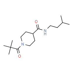 ChemSpider 2D Image | 1-(2,2-Dimethylpropanoyl)-N-(3-methylbutyl)-4-piperidinecarboxamide | C16H30N2O2