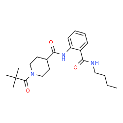 ChemSpider 2D Image | N-[2-(Butylcarbamoyl)phenyl]-1-(2,2-dimethylpropanoyl)-4-piperidinecarboxamide | C22H33N3O3
