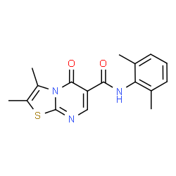 ChemSpider 2D Image | N-(2,6-Dimethylphenyl)-2,3-dimethyl-5-oxo-5H-[1,3]thiazolo[3,2-a]pyrimidine-6-carboxamide | C17H17N3O2S