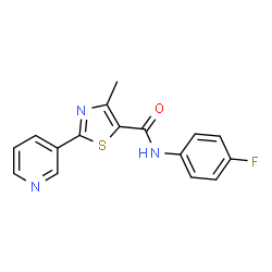 ChemSpider 2D Image | N-(4-Fluorophenyl)-4-methyl-2-(3-pyridinyl)-1,3-thiazole-5-carboxamide | C16H12FN3OS