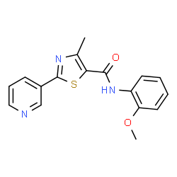 ChemSpider 2D Image | N-(2-Methoxyphenyl)-4-methyl-2-(3-pyridinyl)-1,3-thiazole-5-carboxamide | C17H15N3O2S