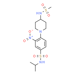 ChemSpider 2D Image | N-Isopropyl-4-{4-[(methylsulfonyl)amino]-1-piperidinyl}-3-nitrobenzenesulfonamide | C15H24N4O6S2
