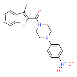ChemSpider 2D Image | (3-Methyl-1-benzofuran-2-yl)[4-(4-nitrophenyl)-1-piperazinyl]methanone | C20H19N3O4