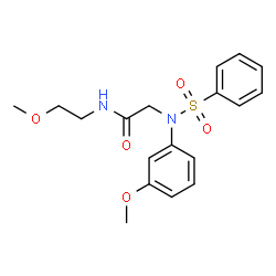 ChemSpider 2D Image | N-(2-Methoxyethyl)-N~2~-(3-methoxyphenyl)-N~2~-(phenylsulfonyl)glycinamide | C18H22N2O5S