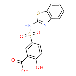 ChemSpider 2D Image | 5-(1,3-Benzothiazol-2-ylsulfamoyl)-2-hydroxybenzoic acid | C14H10N2O5S2