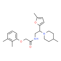 ChemSpider 2D Image | 2-(2,3-Dimethylphenoxy)-N-[2-(5-methyl-2-furyl)-2-(4-methyl-1-piperidinyl)ethyl]acetamide | C23H32N2O3