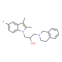 ChemSpider 2D Image | 1-(3,4-Dihydro-2(1H)-isoquinolinyl)-3-(5-fluoro-2,3-dimethyl-1H-indol-1-yl)-2-propanol | C22H25FN2O