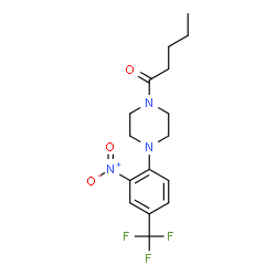 ChemSpider 2D Image | 1-{4-[2-Nitro-4-(trifluoromethyl)phenyl]-1-piperazinyl}-1-pentanone | C16H20F3N3O3