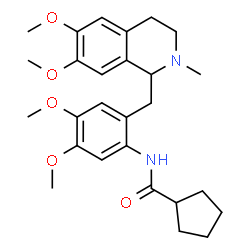 ChemSpider 2D Image | N-{2-[(6,7-Dimethoxy-2-methyl-1,2,3,4-tetrahydro-1-isoquinolinyl)methyl]-4,5-dimethoxyphenyl}cyclopentanecarboxamide | C27H36N2O5