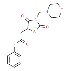 ChemSpider 2D Image | 2-[3-(4-Morpholinylmethyl)-2,4-dioxo-1,3-thiazolidin-5-yl]-N-phenylacetamide | C16H19N3O4S
