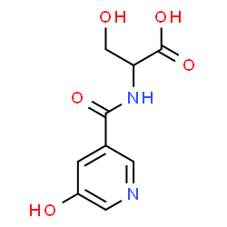 ChemSpider 2D Image | N-[(5-Hydroxy-3-pyridinyl)carbonyl]serine | C9H10N2O5