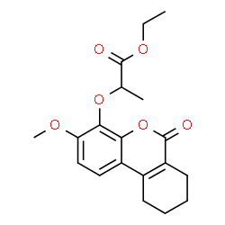 ChemSpider 2D Image | Ethyl 2-[(3-methoxy-6-oxo-7,8,9,10-tetrahydro-6H-benzo[c]chromen-4-yl)oxy]propanoate | C19H22O6