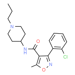 ChemSpider 2D Image | 3-(2-Chlorophenyl)-5-methyl-N-(1-propyl-4-piperidinyl)-1,2-oxazole-4-carboxamide | C19H24ClN3O2
