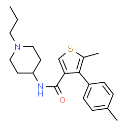 ChemSpider 2D Image | 5-Methyl-4-(4-methylphenyl)-N-(1-propyl-4-piperidinyl)-3-thiophenecarboxamide | C21H28N2OS
