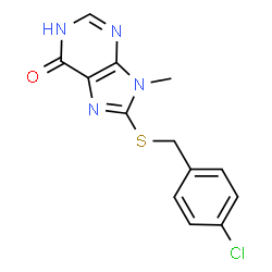ChemSpider 2D Image | 8-[(4-Chlorobenzyl)sulfanyl]-9-methyl-1,9-dihydro-6H-purin-6-one | C13H11ClN4OS