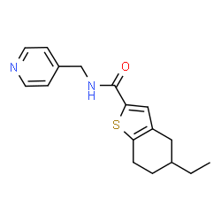 ChemSpider 2D Image | 5-Ethyl-N-(4-pyridinylmethyl)-4,5,6,7-tetrahydro-1-benzothiophene-2-carboxamide | C17H20N2OS