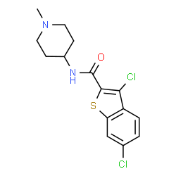 ChemSpider 2D Image | 3,6-Dichloro-N-(1-methyl-4-piperidinyl)-1-benzothiophene-2-carboxamide | C15H16Cl2N2OS