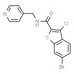 ChemSpider 2D Image | 6-Bromo-3-chloro-N-(4-pyridinylmethyl)-1-benzothiophene-2-carboxamide | C15H10BrClN2OS