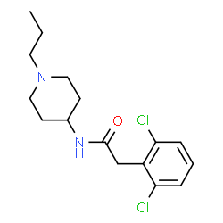 ChemSpider 2D Image | 2-(2,6-Dichlorophenyl)-N-(1-propyl-4-piperidinyl)acetamide | C16H22Cl2N2O