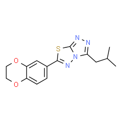 ChemSpider 2D Image | 6-(2,3-Dihydro-1,4-benzodioxin-6-yl)-3-isobutyl[1,2,4]triazolo[3,4-b][1,3,4]thiadiazole | C15H16N4O2S
