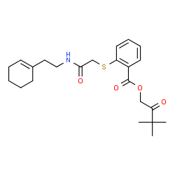 ChemSpider 2D Image | 3,3-Dimethyl-2-oxobutyl 2-[(2-{[2-(1-cyclohexen-1-yl)ethyl]amino}-2-oxoethyl)sulfanyl]benzoate | C23H31NO4S