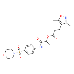 ChemSpider 2D Image | 1-{[4-(4-Morpholinylsulfonyl)phenyl]amino}-1-oxo-2-propanyl 3-(3,5-dimethyl-1,2-oxazol-4-yl)propanoate | C21H27N3O7S