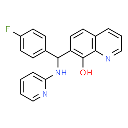 ChemSpider 2D Image | 7-[(4-Fluorophenyl)(2-pyridinylamino)methyl]-8-quinolinol | C21H16FN3O