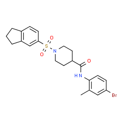ChemSpider 2D Image | N-(4-Bromo-2-methylphenyl)-1-(2,3-dihydro-1H-inden-5-ylsulfonyl)-4-piperidinecarboxamide | C22H25BrN2O3S